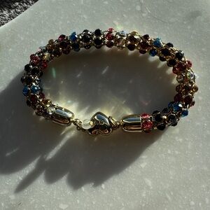 Hand crafted Multicolor Beaded Bracelet with Gold Accents